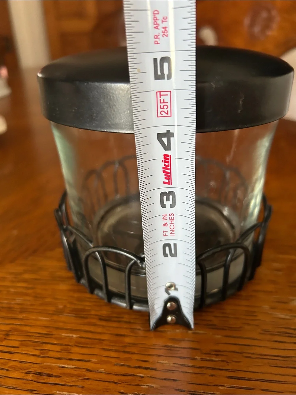 Southern Living at Home Black Metal and Glass Canister with Lid and Holder